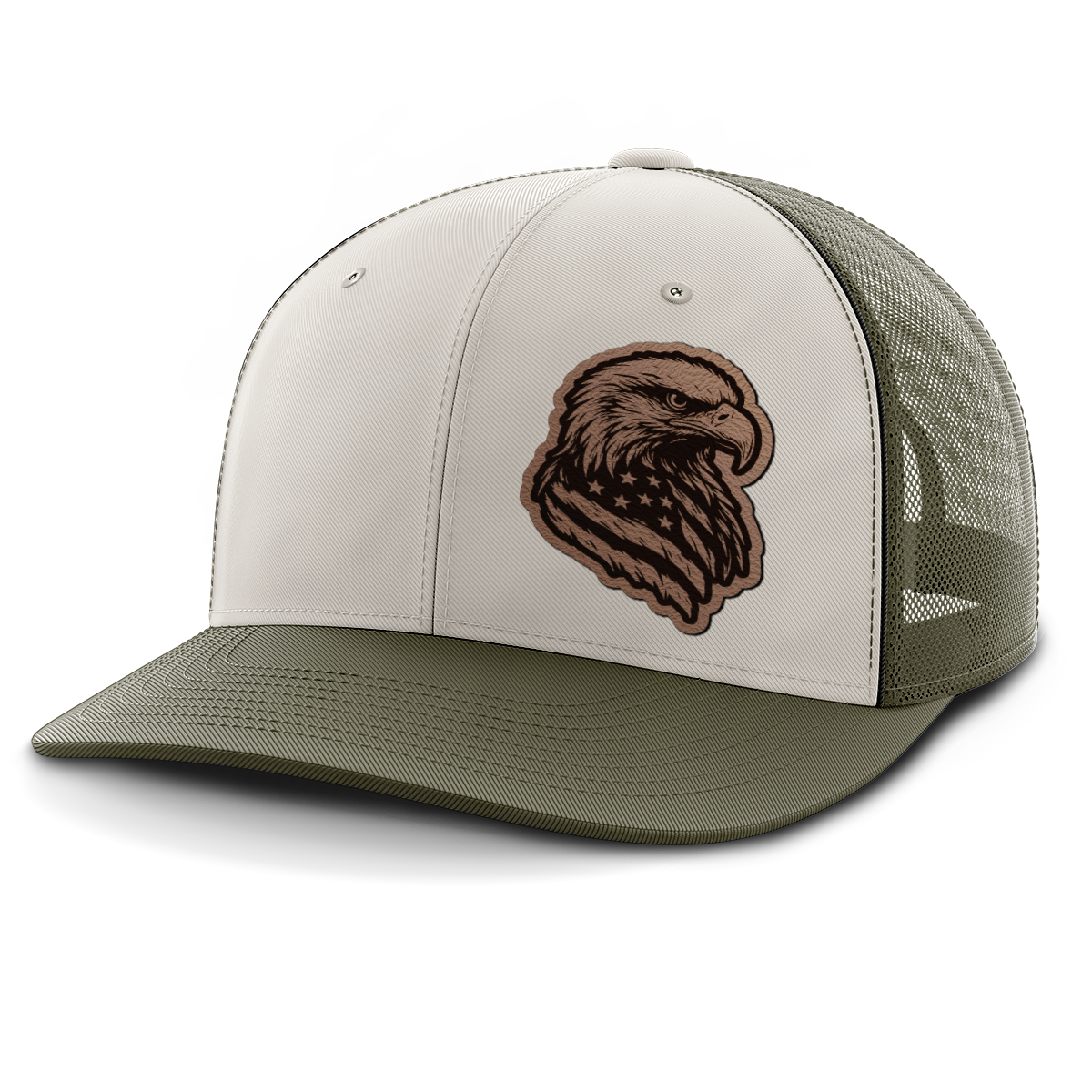 Eagle Flag (left), Leather Patch Hat