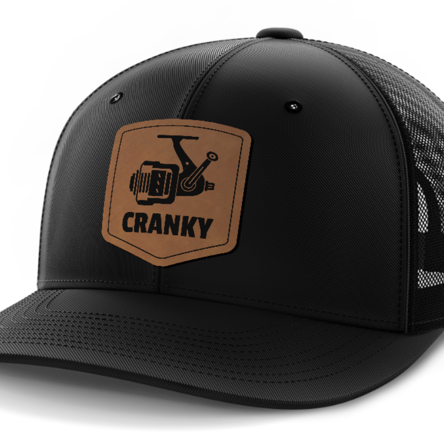 Cranky, Spinner, Leather Patch Hat — Black
