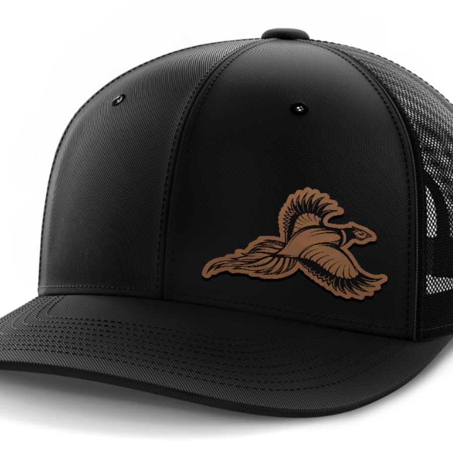 Pheasant Hunting, 6-Panel Mid-Profile Snap-Back Hat — Black