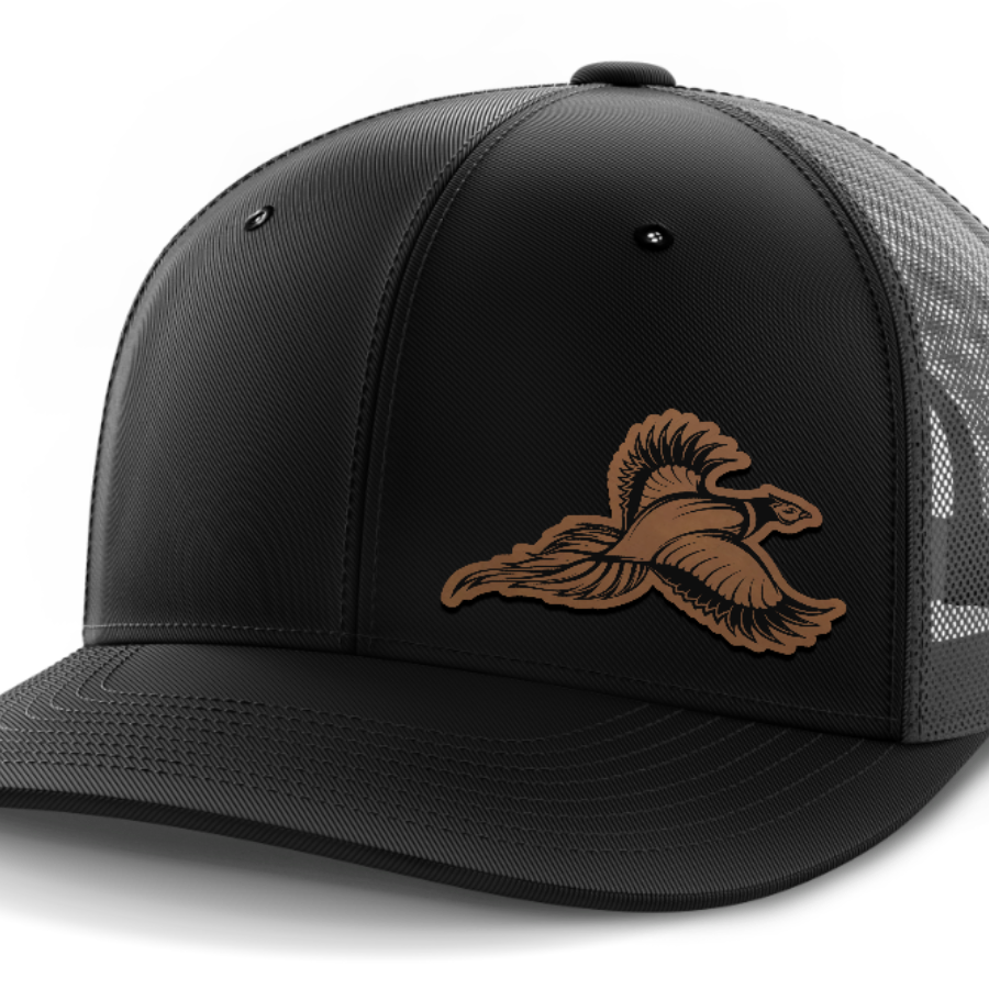 Pheasant Hunting, 6-Panel Mid-Profile Snap-Back Hat — Black | Dark Gray