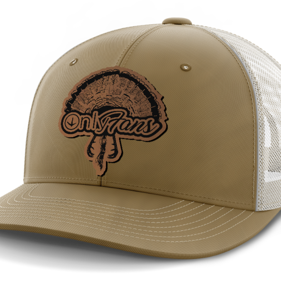 Only Fans, Turkey Hunting, Leather Patch Hat — Coyote Brown | Light Khaki