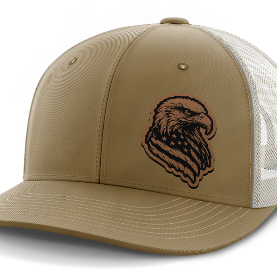 Eagle Flag (left), Leather Patch Hat — Coyote Brown | Light Khaki
