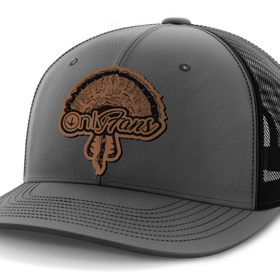 Only Fans, Turkey Hunting, Leather Patch Hat — Dark Gray | Black
