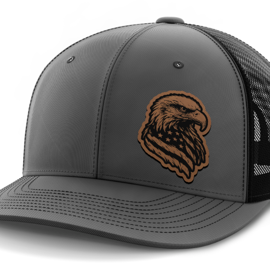 Eagle Flag (left), Leather Patch Hat — Dark Gray | Black