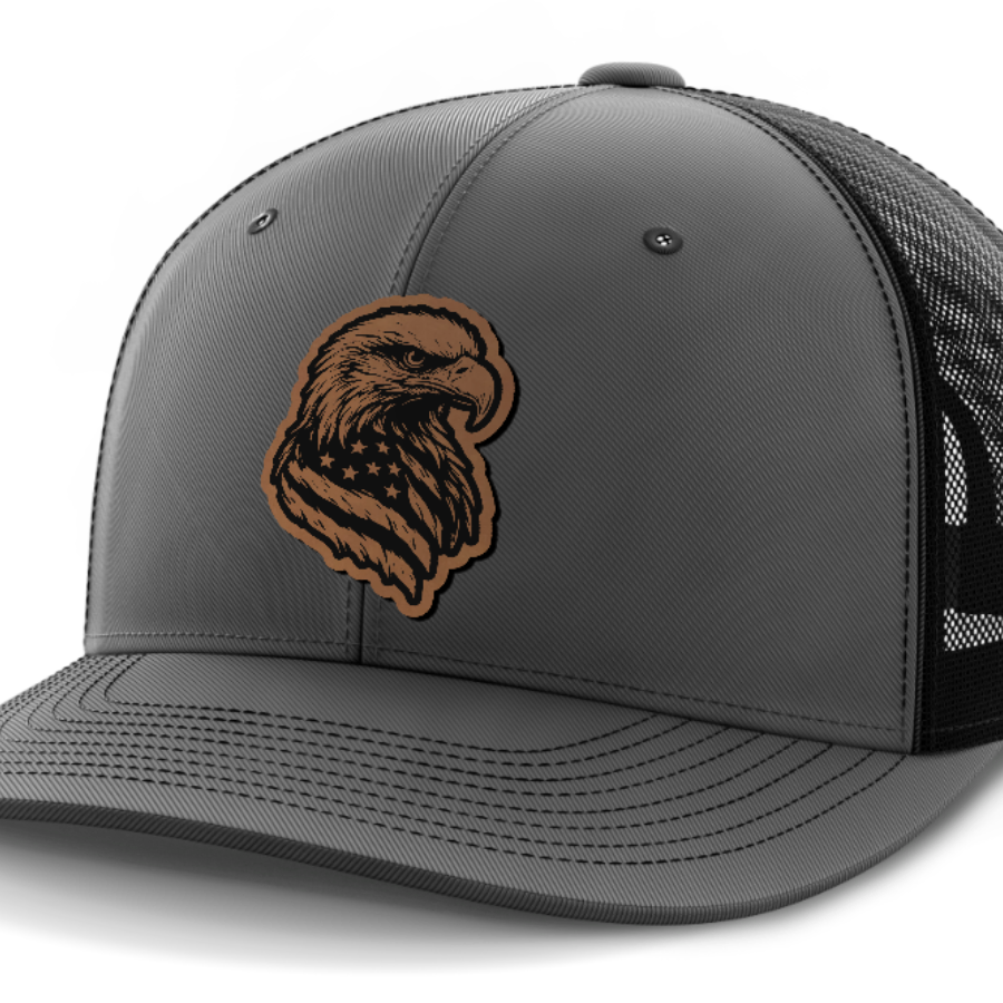 Eagle Flag, Leather Patch Hat — Dark Gray | Black