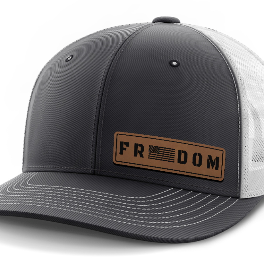 Freedom, Leather Patch Hat — Dark Gray | White