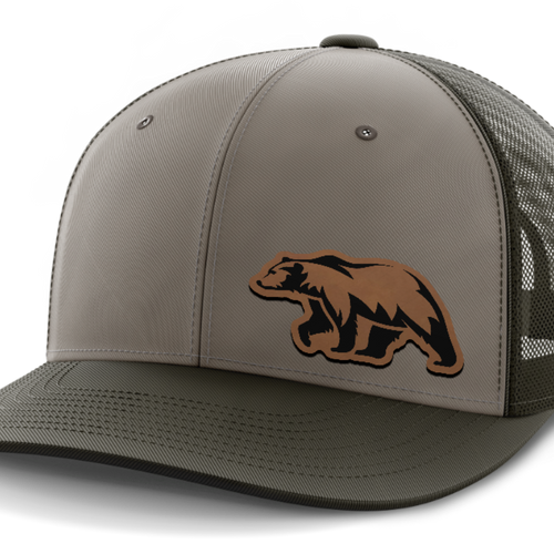 Bear, Leather Patch Hat — DK Green | Gray | Dk Green
