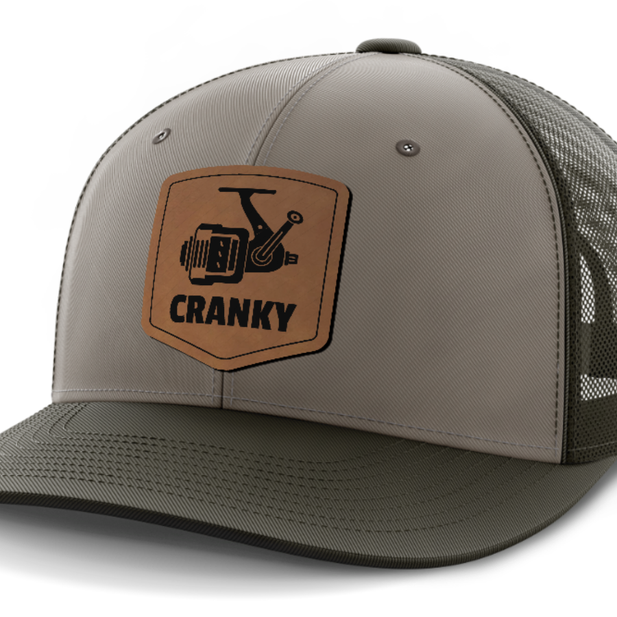 Cranky, Spinner, Leather Patch Hat — DK Green | Gray | Dk Green