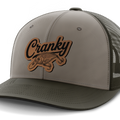 Cranky, Crankbait Decal, Leather Patch Hat — DK Green | Gray | Dk Green