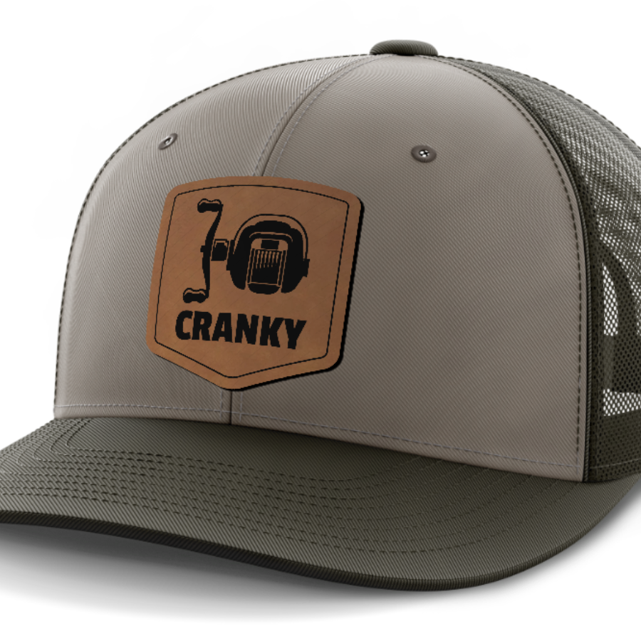 Cranky, Baitcaster, Leather Patch Hat — DK Green | Gray | Dk Green
