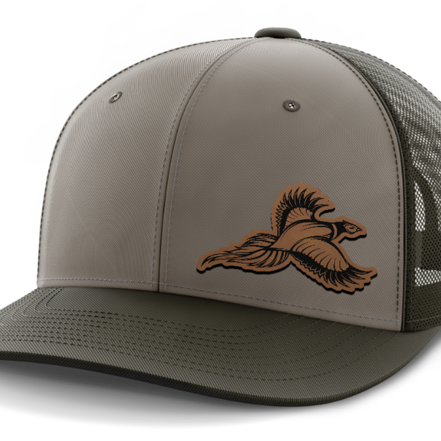 Pheasant Hunting, 6-Panel Mid-Profile Snap-Back Hat — DK Green | Gray | Dk Green