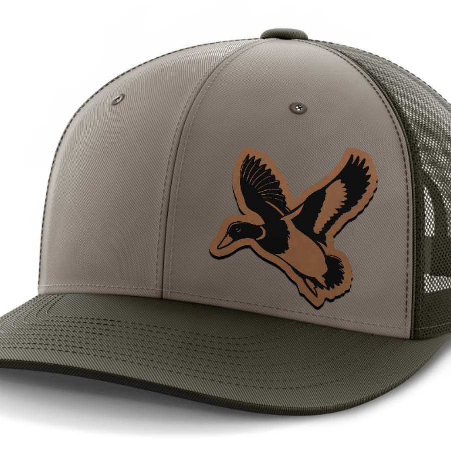 mallard@4x — 6 Panel Mid Profile Mesh Back Trucker Hat — DK Green | Gray | Dk Green