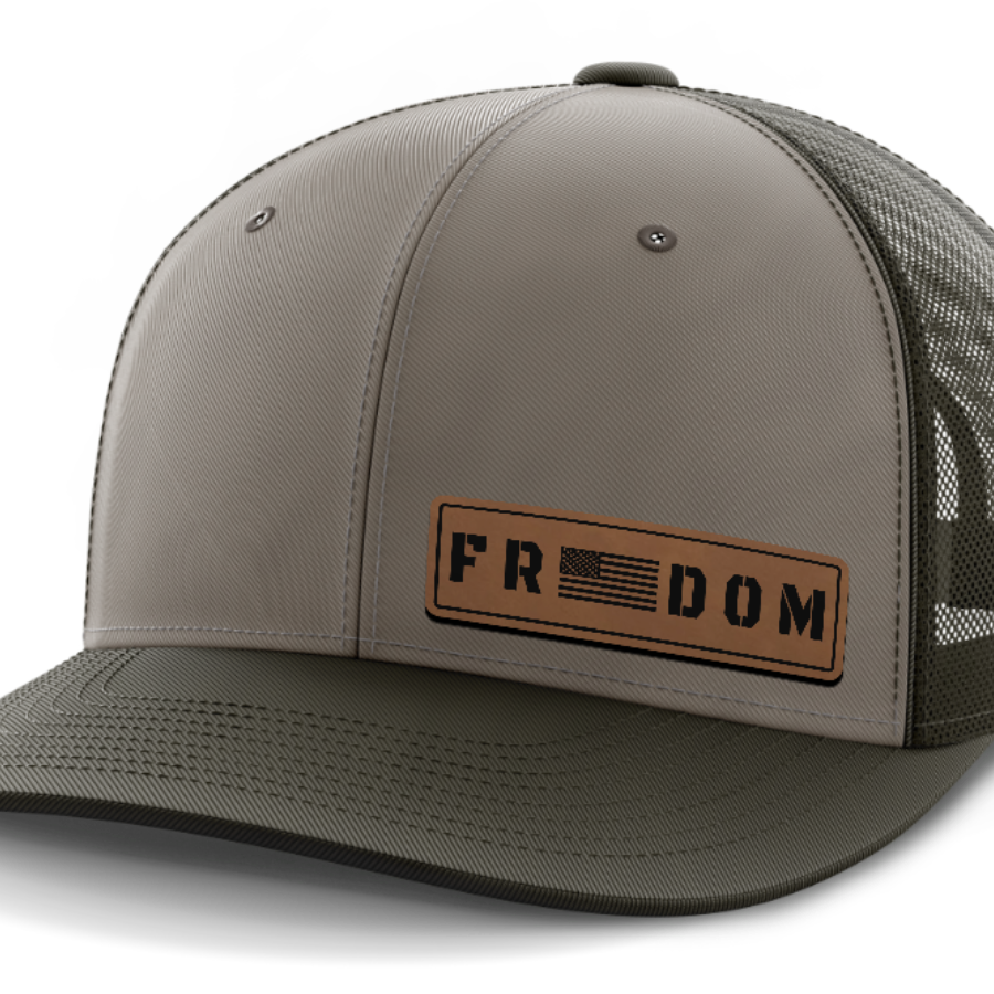 Freedom, Leather Patch Hat — DK Green | Gray | Dk Green