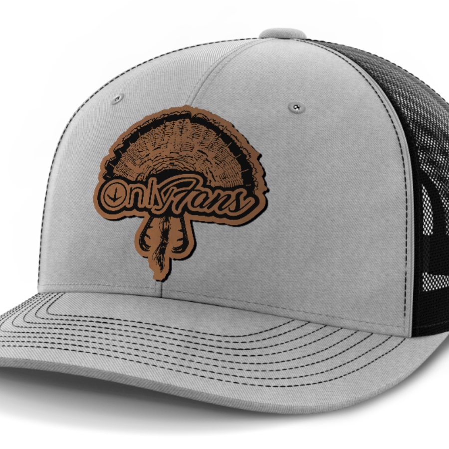 Only Fans, Turkey Hunting, Leather Patch Hat — Heather Gray | Black