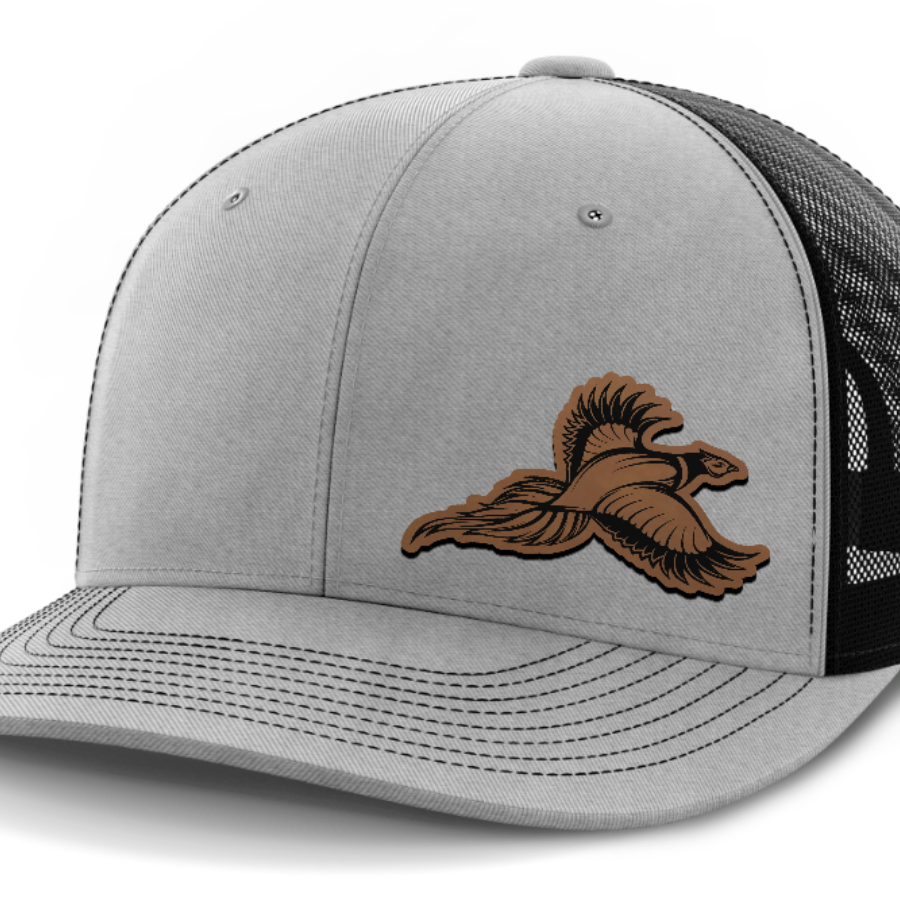 Pheasant Hunting, 6-Panel Mid-Profile Snap-Back Hat — Heather Gray | Black