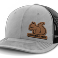 Chicken of the Tree, Squirrel Hunting, Leather Patch Hat — Heather Gray | Black