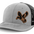 mallard@4x — 6 Panel Mid Profile Mesh Back Trucker Hat — Heather Gray | Black