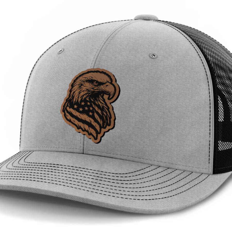 Eagle Flag, Leather Patch Hat — Heather Gray | Black