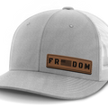 Freedom, Leather Patch Hat — Heather Gray | White