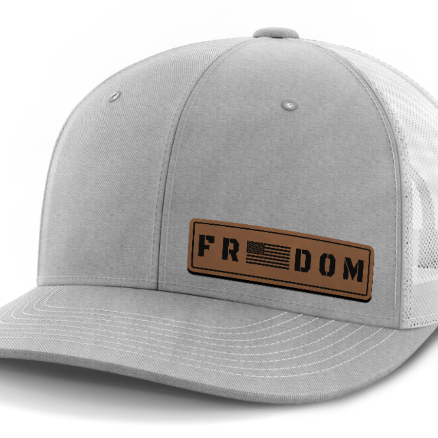 Freedom, Leather Patch Hat — Heather Gray | White