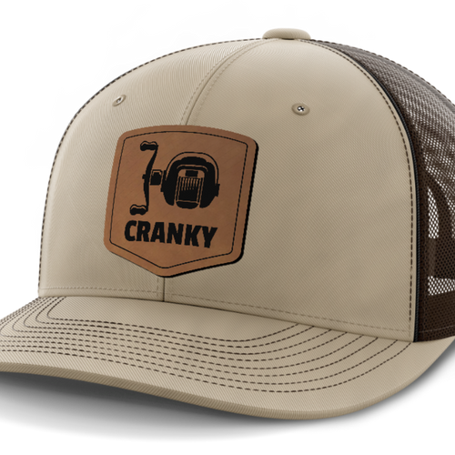Cranky, Baitcaster, Leather Patch Hat — Khaki | Dark Brown