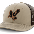 Mallard, Duck Hunting, Leather Patch Hat — Khaki | Dark Brown