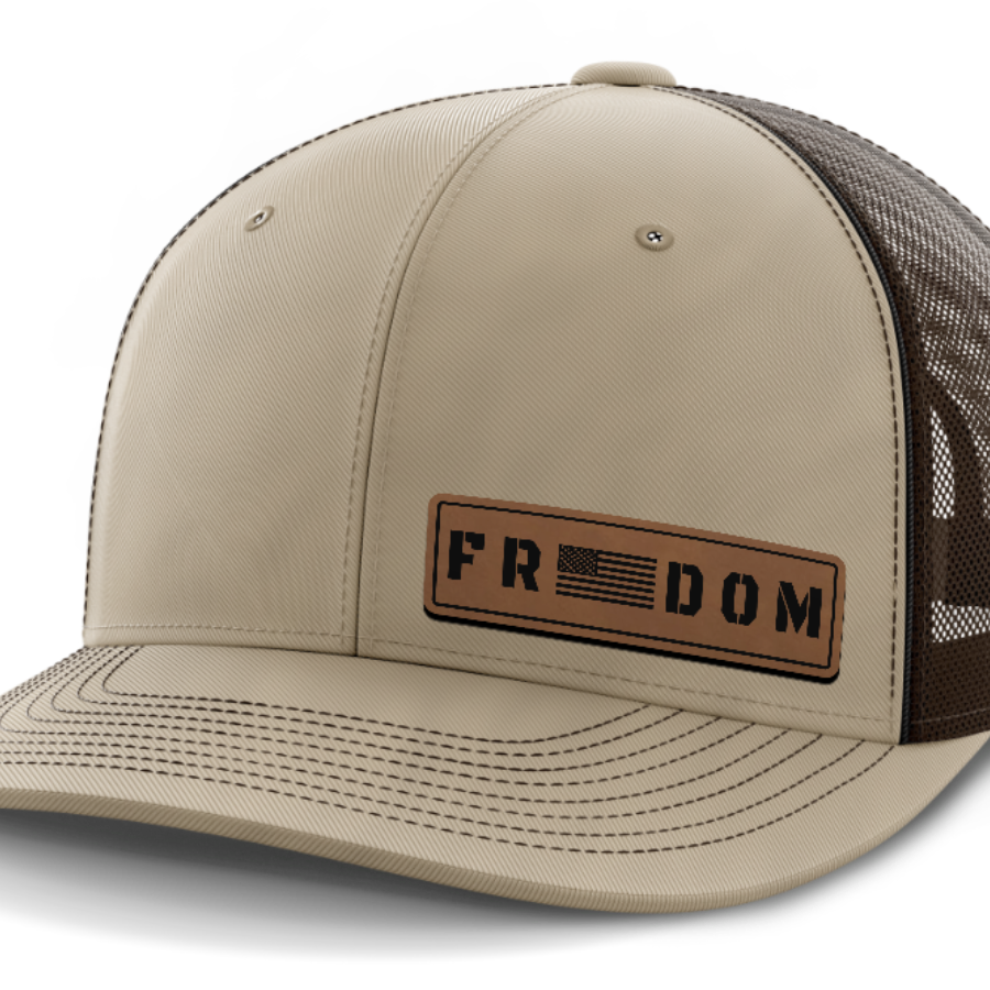 Freedom, Leather Patch Hat — Khaki | Dark Brown