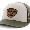 I'd Rather Be Fishing, Leather Patch Hat — Light Khaki | Olive Green