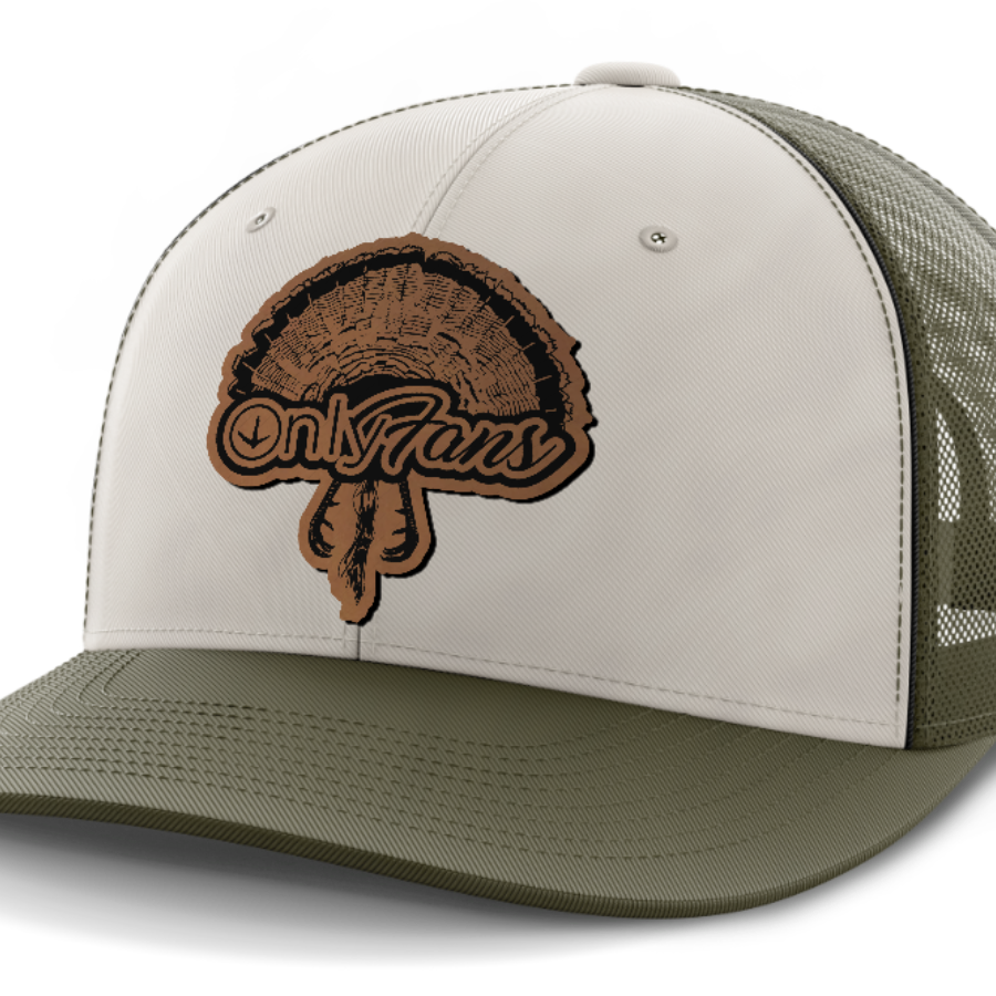 Only Fans, Turkey Hunting, Leather Patch Hat — Light Khaki | Olive Green