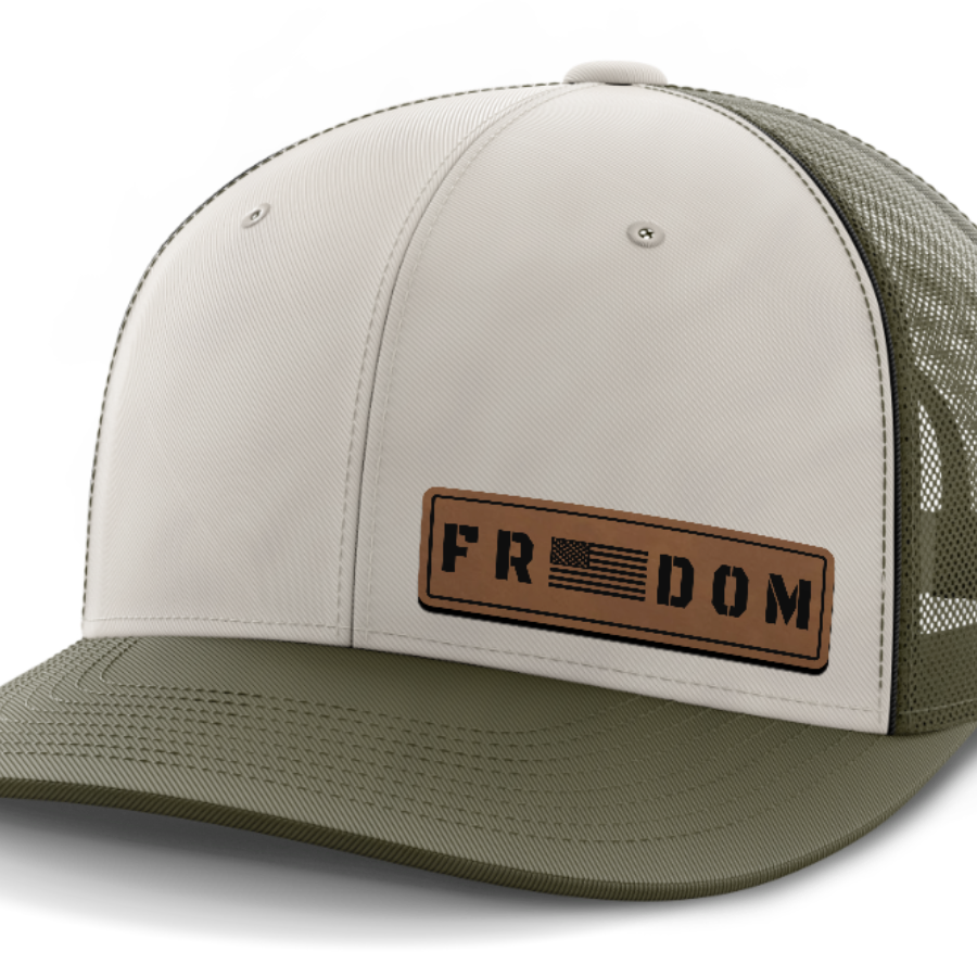 Freedom, Leather Patch Hat — Light Khaki | Olive Green