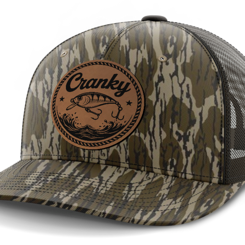 Cranky, Crankbait (round), Leather Patch Hat — Mossy Oak Bottomland