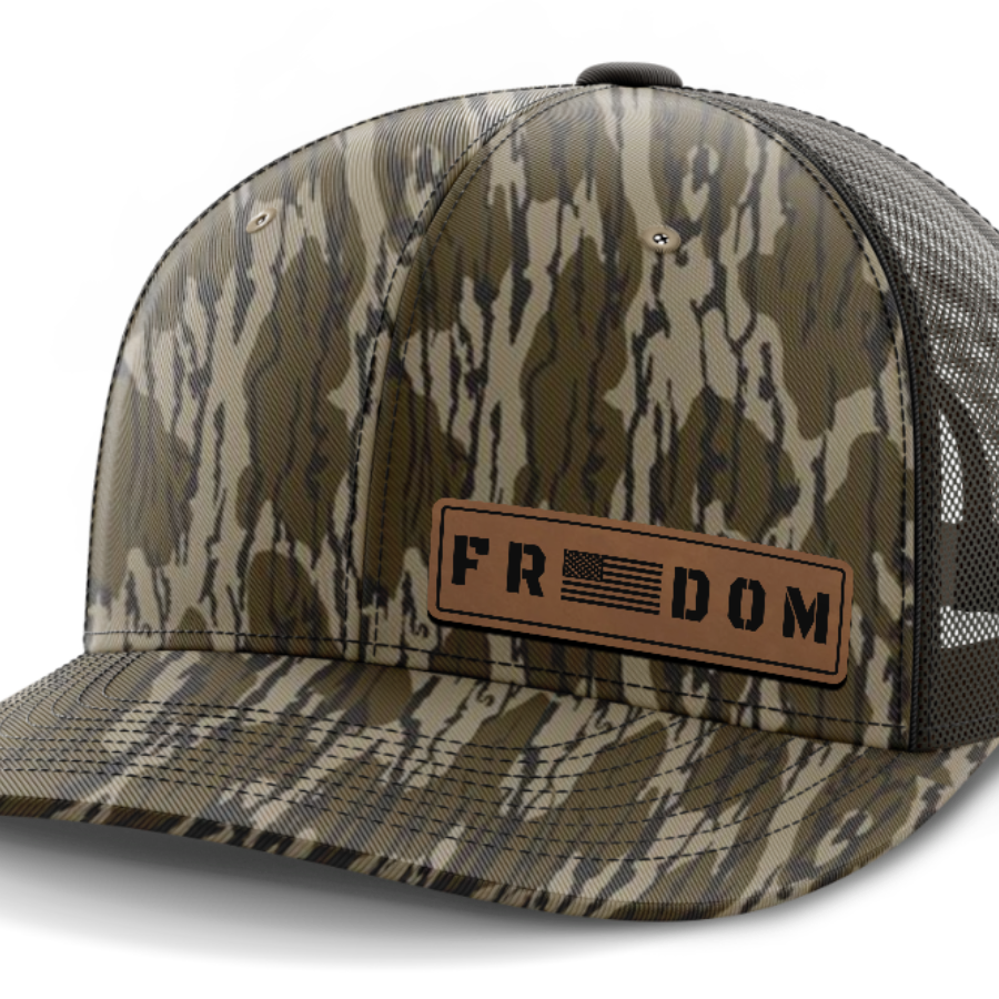 Freedom, Leather Patch Hat — Mossy Oak Bottomland