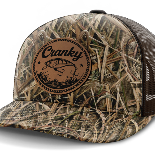 Cranky, Crankbait (round), Leather Patch Hat — Mossy Oak Shadow Grassblades