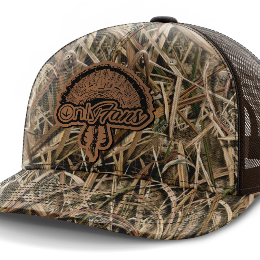 Only Fans, Turkey Hunting, Leather Patch Hat — Mossy Oak Shadow Grassblades