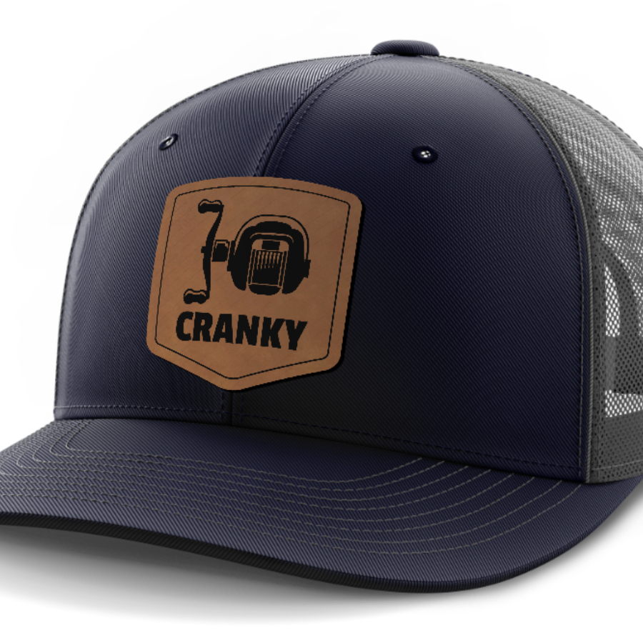 Cranky, Baitcaster, Leather Patch Hat — Navy | Dark Gray