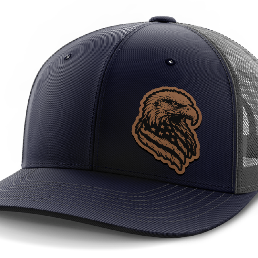 Eagle Flag (left), Leather Patch Hat — Navy | Dark Gray