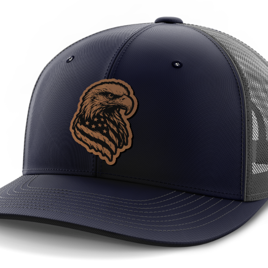 Eagle Flag, Leather Patch Hat — Navy | Dark Gray