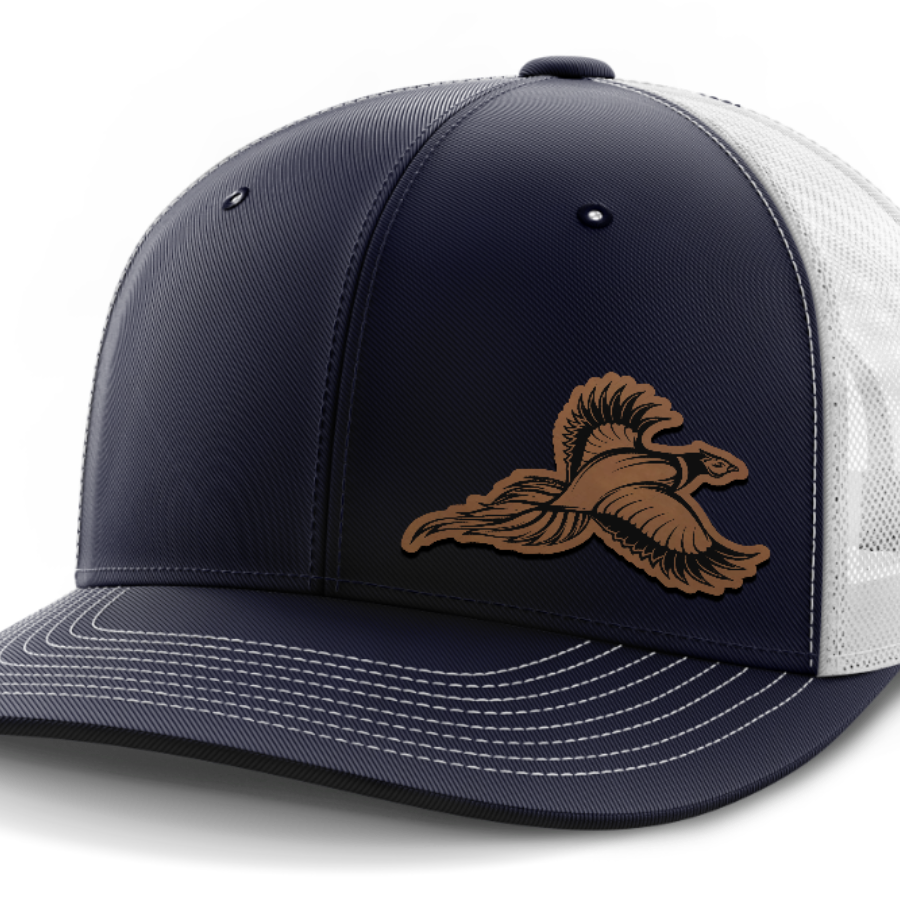 Pheasant Hunting, 6-Panel Mid-Profile Snap-Back Hat — Navy | White