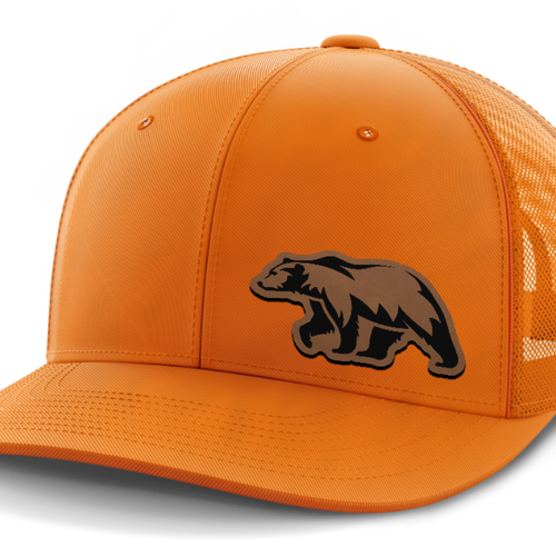 Bear, Leather Patch Hat — Blaze Orange