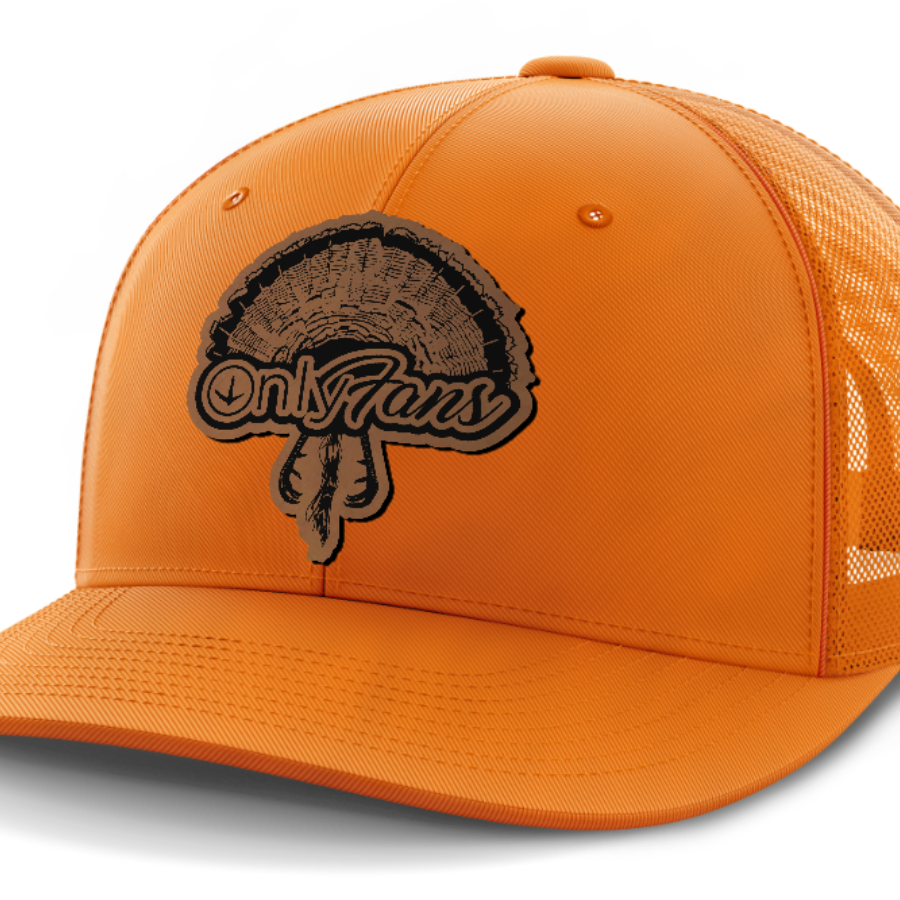 Only Fans, Turkey Hunting, Leather Patch Hat — Blaze Orange