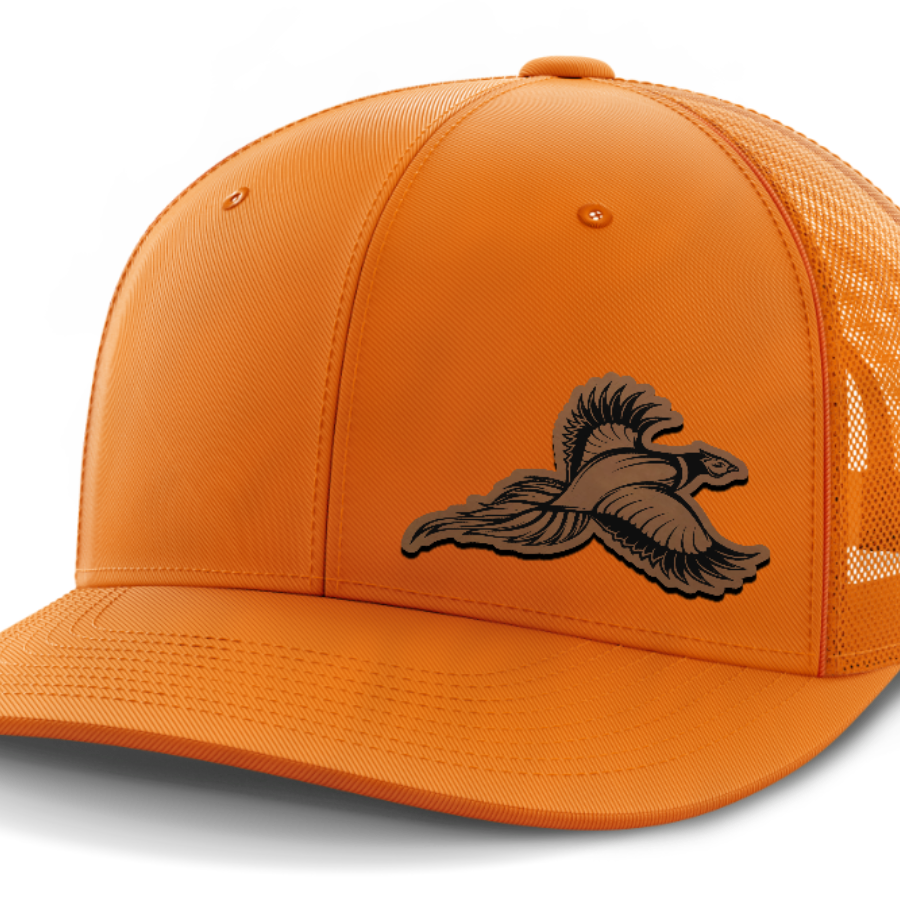 Pheasant Hunting, 6-Panel Mid-Profile Snap-Back Hat — Blaze Orange