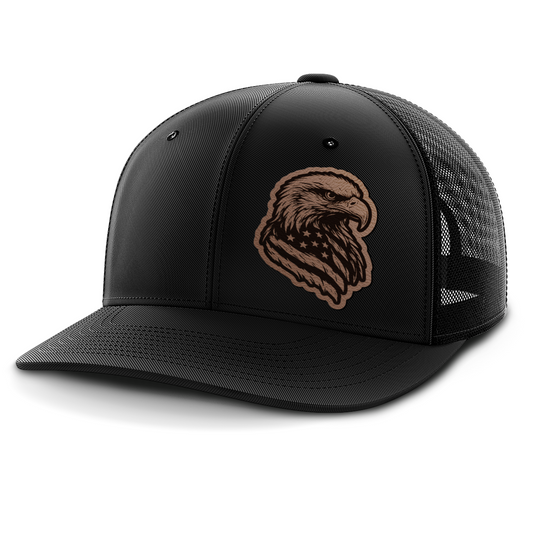 Eagle Flag (left), Leather Patch Hat