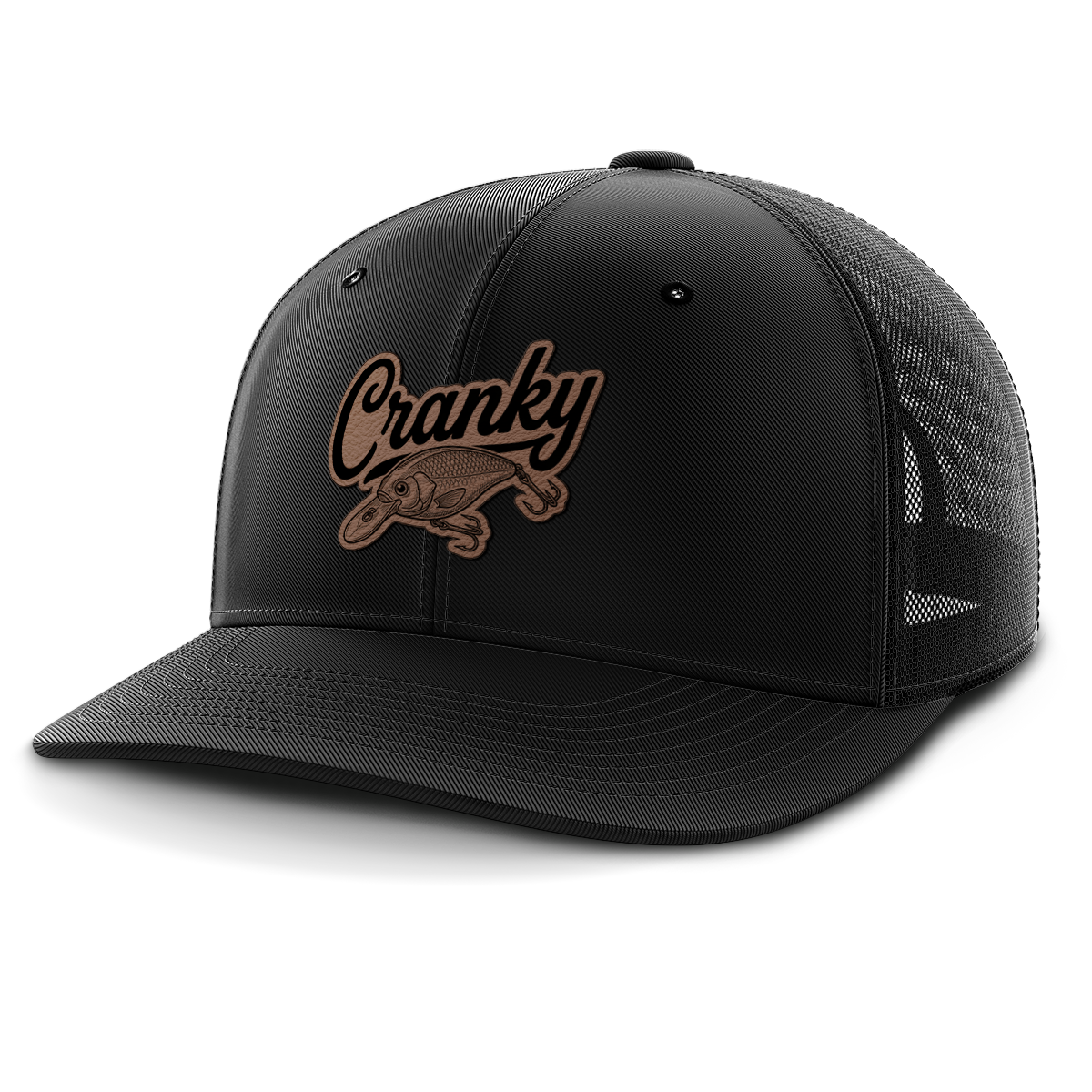Cranky, Crankbait Decal, Leather Patch Hat