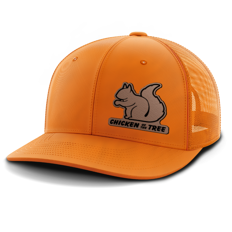 Squirrel Hunting, Chicken of the Tree, Leather Patch Trucker Hat