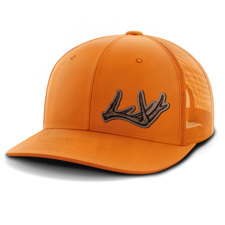 Hunting Fishing Hat | Leather Patch Custom Outdoors Trucker Hat | Turkey Elk Fishing Rope Hat | Camo Hunters Hat | Antler Turkey Cap