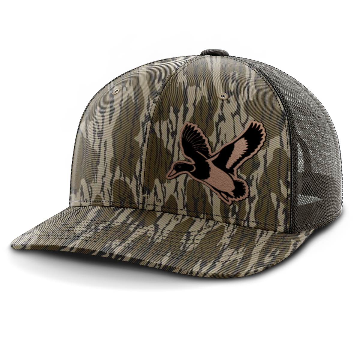 Duck Hunting (centered patch), Leather Patch Trucker Hat