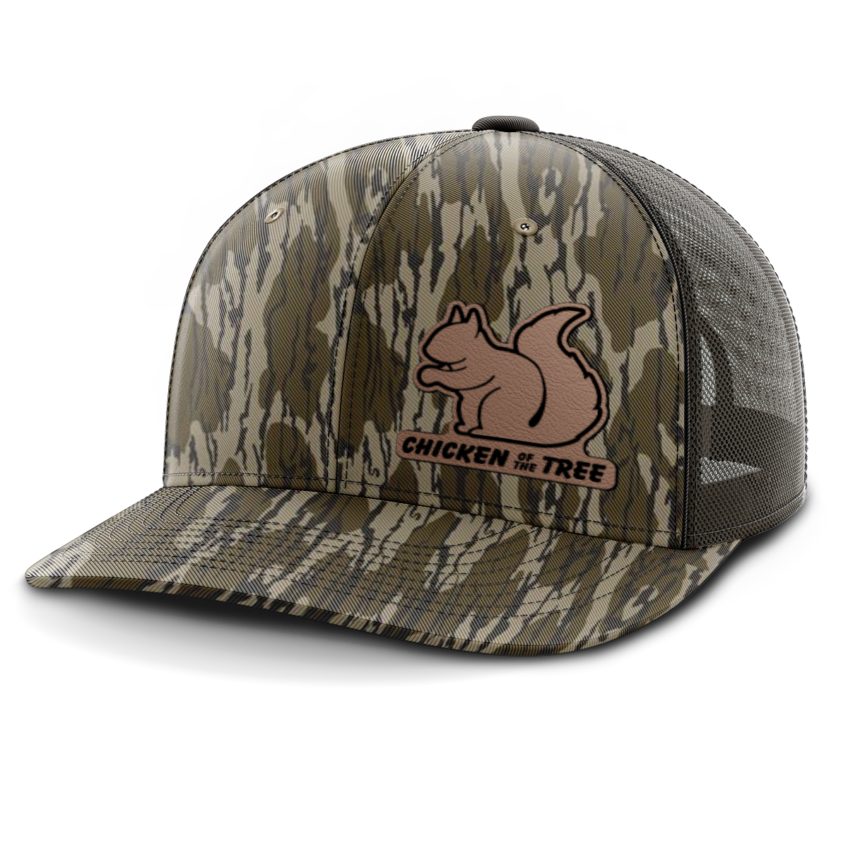 Squirrel Hunting, Chicken of the Tree, Leather Patch Trucker Hat