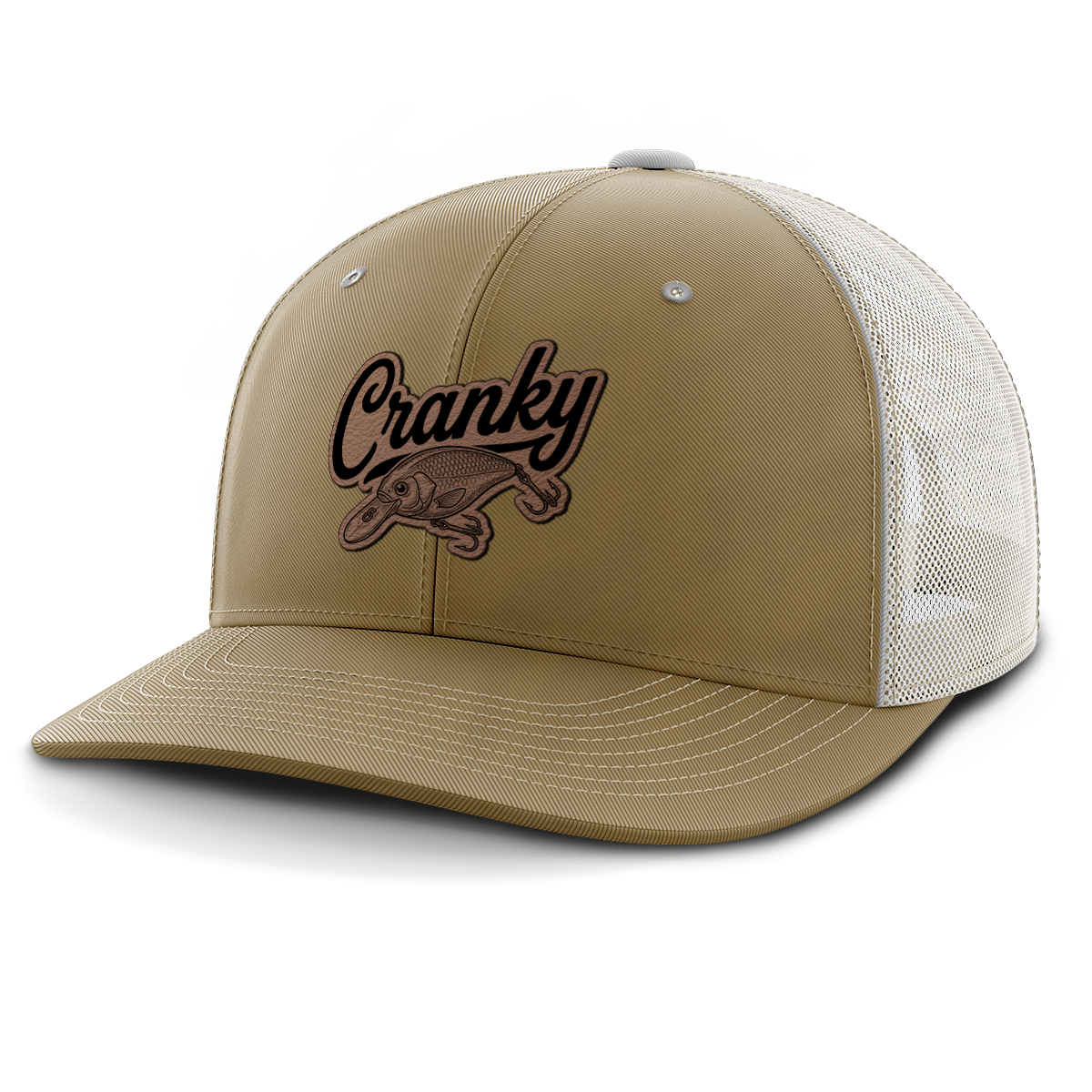 Cranky, Crankbait Decal, Leather Patch Hat