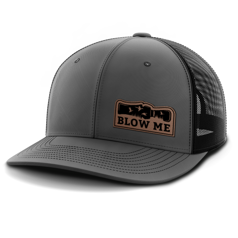 Leather Patch Trucker Hat Duck Hunting centered patch