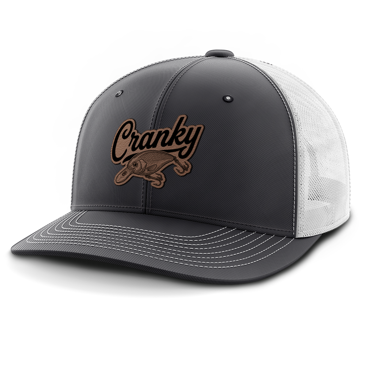 Cranky, Crankbait Decal, Leather Patch Hat